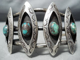Bisbee Turquoise Vintage Native American Navajo Sterling Silver Bracelet Old-Nativo Arts