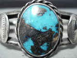 Important Vintage Native American Navajo Bisbee Turquoise Sterling Silver Bracelet-Nativo Arts