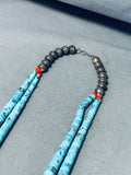 Spectacular Viintage Native American Navajo Turquoise Coral Jacla Sterling Silver Necklace-Nativo Arts