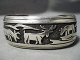 Authentic Vintage Native American Navajo Winter Animal Thomas Singer Sterling Silver Bracelet-Nativo Arts