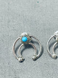 Pretty Native American Navajo Turquoise Sterling Silver Earrings-Nativo Arts