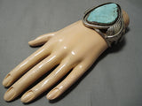 Extremely Rare Blue Jay Turquoise Vintage Native American Navajo Sterling Silver Bracelet Old-Nativo Arts