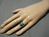 Impressive Vintage Native American Navajo Morenci Turquoise Sterling Silver Ring-Nativo Arts