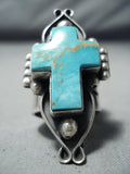 Newsworthy Navajo Royston Turquoise Sterling Silver Cross Ring Native American-Nativo Arts