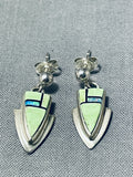Fabulous Vintage Native American Navajo Gaspeite Sterling Silver Earrings-Nativo Arts