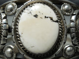 Best Vintage Native American Navajo White Buffalo Turquoise Stering Silver Bracelet-Nativo Arts