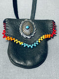 Very Rare Vintage Native American Navajo Turquoise Sterling Silver Necklace Pouch-Nativo Arts