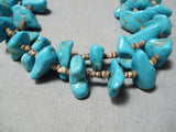 Striking Vintage Native American Navajo Blue Gem Turquoise Heishi Necklace Old-Nativo Arts