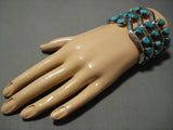 Heavy Vintage Zig Zag Turquoise Sterling Silver Native American Navajo Bracelet Old Cuff-Nativo Arts