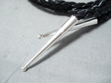 Remarkable Native American Zuni Inlay Jet Turquoise Coral Sunface Sterling Silver Bolo-Nativo Arts