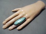 Exquisite Vintage Native American Navajo Green Turquoise Sterling Silver Ring Old-Nativo Arts