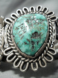 Heavy Huge Vintage Native American Navajo Carico Lake Turquoise Sterling Silver Bracelet-Nativo Arts