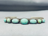 Signed Vintage Native American Navajo Green Turquoise Sterling Silver Bracelet-Nativo Arts