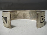 Wonderful Vintage Hopi Native American Navajo Sterling Silver Water Of Life Bracelet Old-Nativo Arts