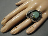 Stunning Vintage Navajo Green Turquoise Sterling Silver Native American Ring-Nativo Arts