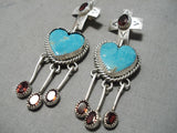 One Of The Most Detailed Vintage Native American Navajo Heart Cross Sterling Silver Earrings-Nativo Arts