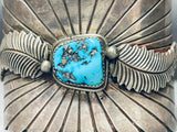 Mind Boggling Vintage Mens Native American Navajo Turquoise Sterling Silver Bracelet-Nativo Arts