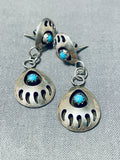Wonderful Vintage Native American Navajo Sleeping Beauty Turquoise Sterling Silver Earrings-Nativo Arts