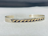 Mesmerizing Vintage Native American Navajo Sterling Silver 14k Gold Rolling Waves Bracelet-Nativo Arts