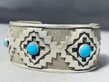 Amazing Vintage Native American Navajo 3 Sleeping Beauty Turquoise Sterling Silver Huge Bracelet-Nativo Arts