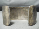 Signed Vintage Native American Navajo Heavy Patina Sterling Silver Geomtric Bracelet-Nativo Arts