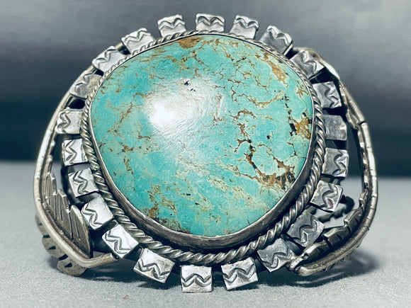 One Of The Most Unique Ever Hand Cut Squares Vintage Native American Navajo Turquoise Bracelet-Nativo Arts