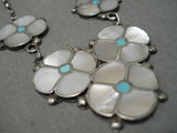 Remarkable Vintage Zuni Native American Sterling Silver Turquoise Coral Necklace-Nativo Arts