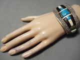 One Of The Biggest Best Vintage Native American Navajo Turquoise Heishi Sterling Silver Bracelet-Nativo Arts