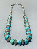 Hand Tooled Vintage Native American Navajo Turquoise Sterling Silver Necklace-Nativo Arts