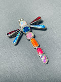 Fabulous Native American Zuni Opal Colorful Sterling Silver Dragonfly Pin Pendant-Nativo Arts