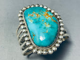 Raymond Nez Vintage Native American Navajo Chunky Turquoise Sterling Silver Bracelet-Nativo Arts
