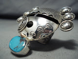 One Of The Largest Ever Native American Navajo Kachina Head Turquoise Sterling Silver Ring-Nativo Arts