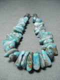 380 grams Native American Navajo Turquoise Nuggets Sterling Silver Necklace-Nativo Arts