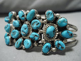 Stunning Vintage Native American Navajo Turquoise Cluster Sterling Silver Bracelet Cuff-Nativo Arts