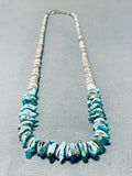 Native American Rare Chunky Turquoise Mostly Heishi Sterling Silver Necklace-Nativo Arts