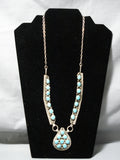 Exquisite Vintage Native American Navajo Sky Blue Turquoise Sterling Silver Necklace-Nativo Arts