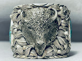 Native American 241 Gram Monster Buffalo Navajo Turquoise Sterling Silver Bracelet-Nativo Arts