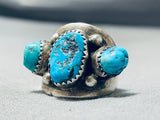 Spectacular Vintage Native American Navajo Morenci Turquoise Sterling Silver Ring-Nativo Arts