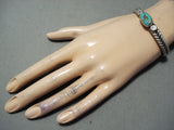 Tight Coil Vintage Native American Navajo Royston Turquoise Sterling Silver Bracelet-Nativo Arts