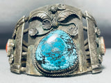 Museum Older Vintage Native American Navajo Spiderweb Turquoise Sterling Silver Bracelet-Nativo Arts