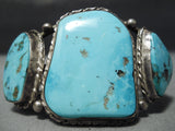 Museum Vintage Native American Navajo Natural Blue Turquoise Sterling Silver Bracelet Old-Nativo Arts