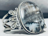 One Of The Finest Vintage Native American Navajo Black Petrified Wood Sterling Silver Bracelet-Nativo Arts