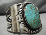 Huge And Heavy Vintage Native American Navajo Royston Turquoise Sterling Silver Bracelet Old-Nativo Arts