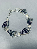 Fascinating Native American Navajo Signed Sterling Silver Linked Fans Bracelet-Nativo Arts