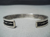 Impressive Vintage Navajo Turquoise Sterling Silver Bracelet Native American Old-Nativo Arts