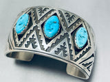 Spectacular Vintage Native American Hopi Morenci Turquoise Sterling Silver Bracelet-Nativo Arts