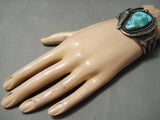 High Grade Vivid Vintage Native American Navajo Carico Lake Turquoise Sterling Silver Bracelet-Nativo Arts
