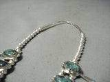 Women's Native American Navajo Basalt Turquoise Sterling Silver Squash Blossom Necklace-Nativo Arts