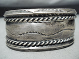 Incredible Vintage Native American Navajo Hand Tooled Sterling Silver Bracelet Old-Nativo Arts