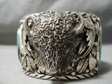 One Of The Biggest Heavist Native American Navajo Buffalo Turquoise Sterling Silver Bracelet-Nativo Arts